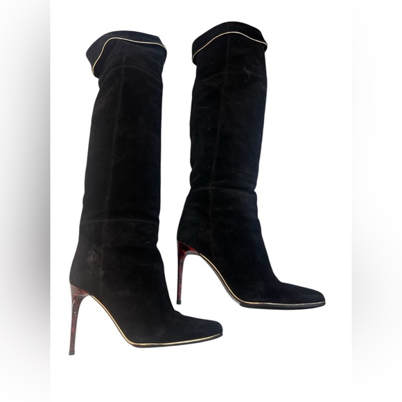 Balmain black suede over the knee boots - Picture 5 of 12
